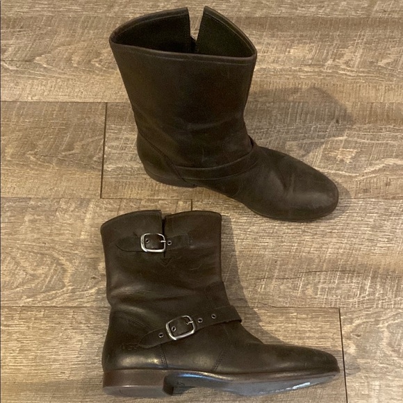UGG Brown Leather MOTO Boots with Buckle Straps - Picture 9 of 16